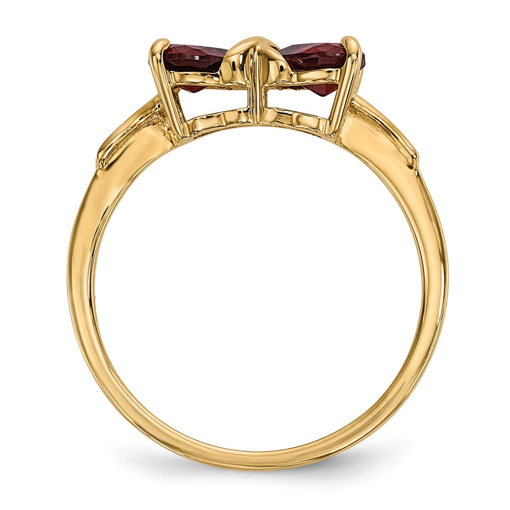 14k Polished January/Garnet Bow Ring