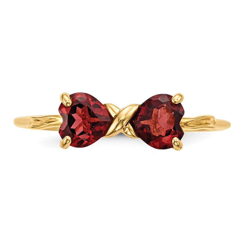 14k Polished January/Garnet Bow Ring