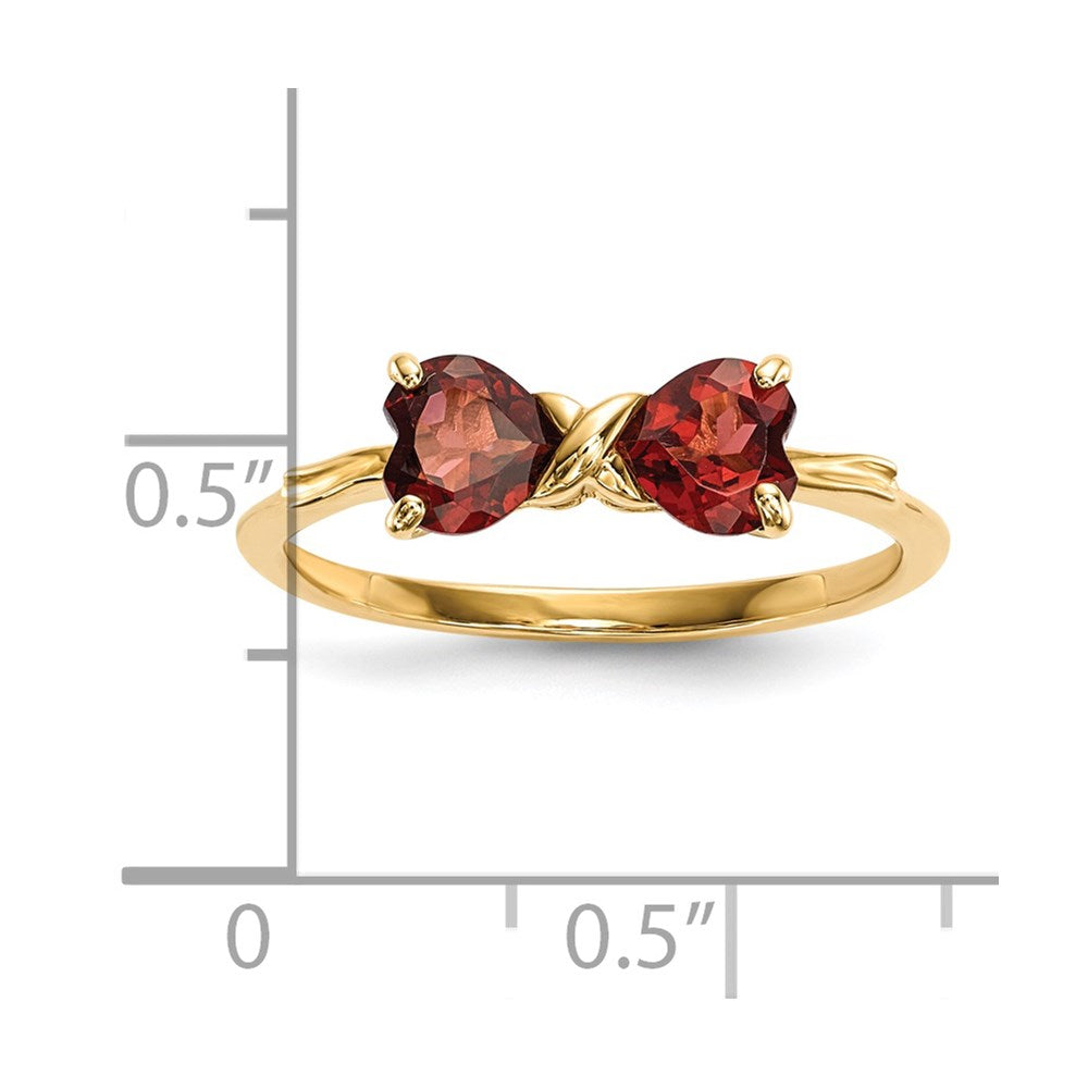 14k Polished January/Garnet Bow Ring