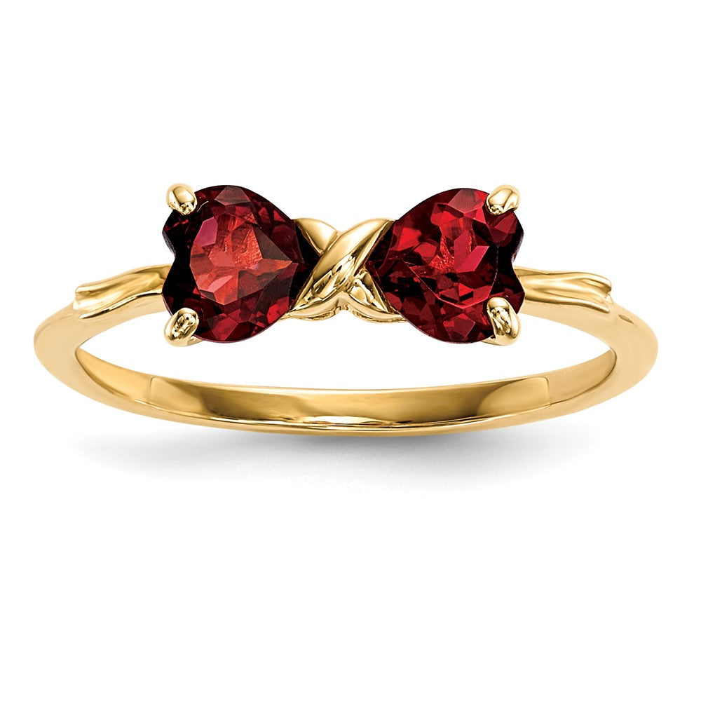 14k Polished January/Garnet Bow Ring