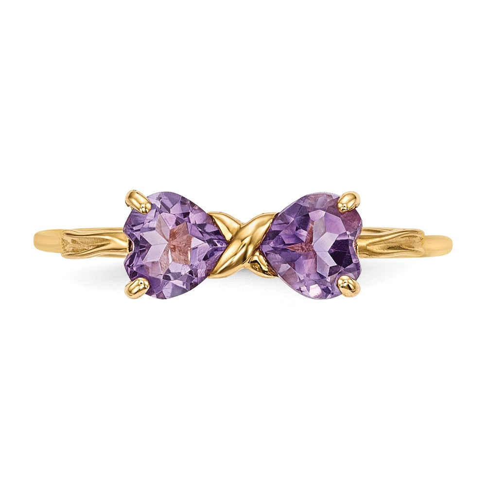 14k Polished February/Amethyst Bow Ring