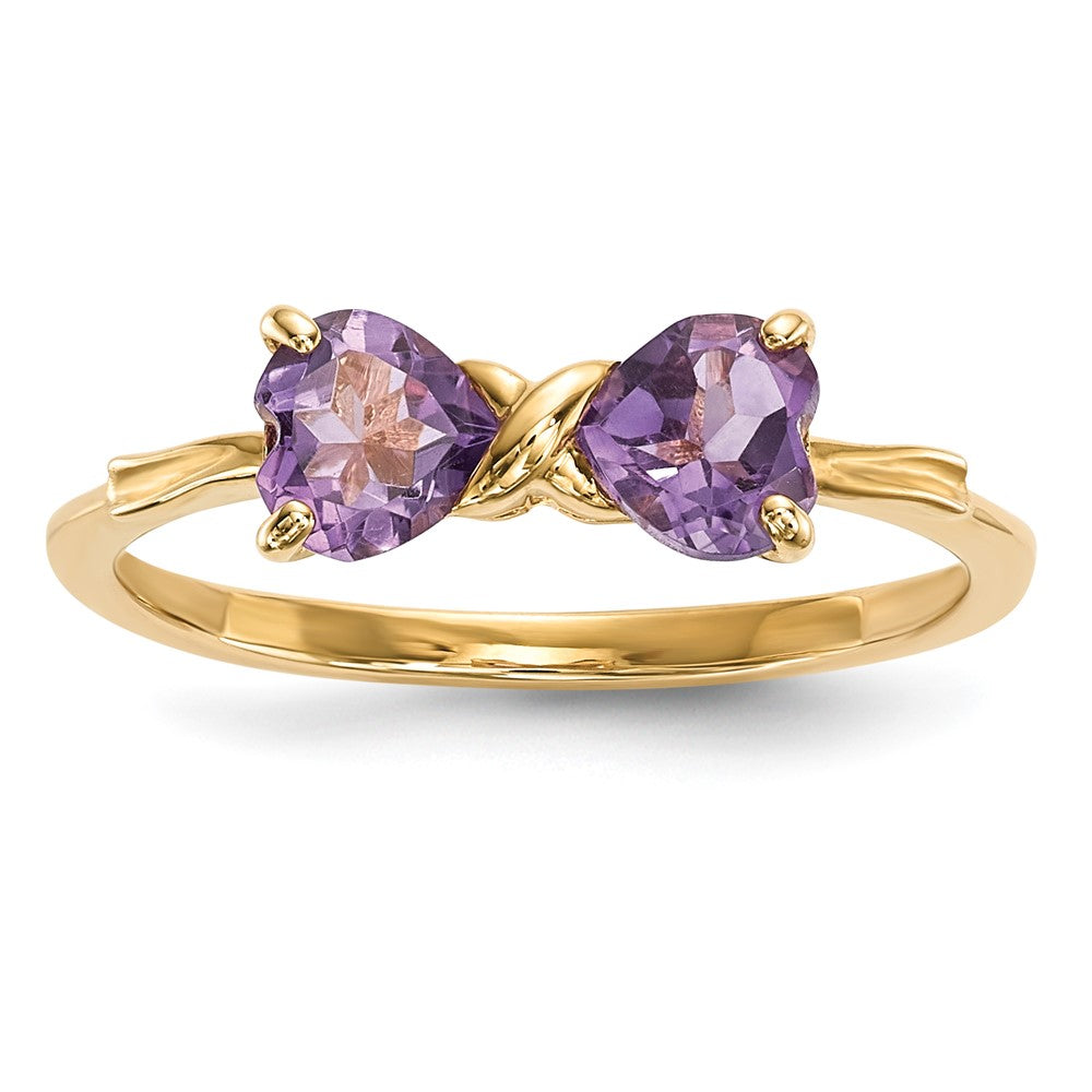 14k Polished February/Amethyst Bow Ring