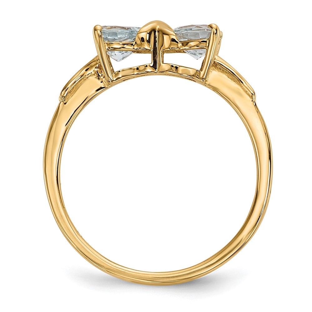 14k Polished March/Aquamarine Bow Ring