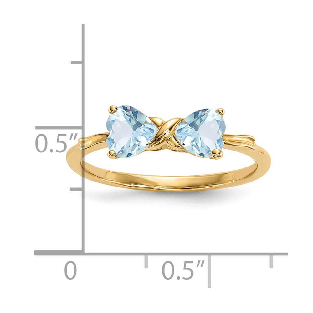 14k Polished March/Aquamarine Bow Ring
