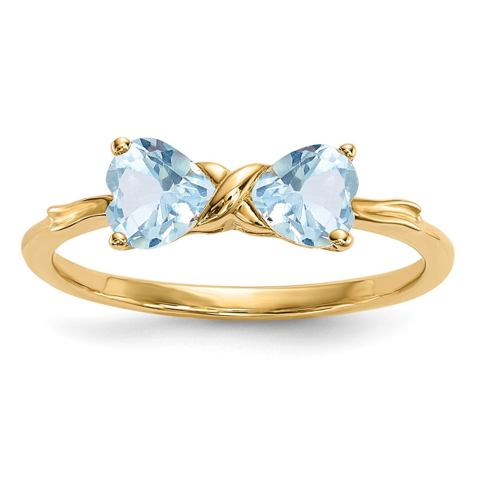 14k Polished March/Aquamarine Bow Ring