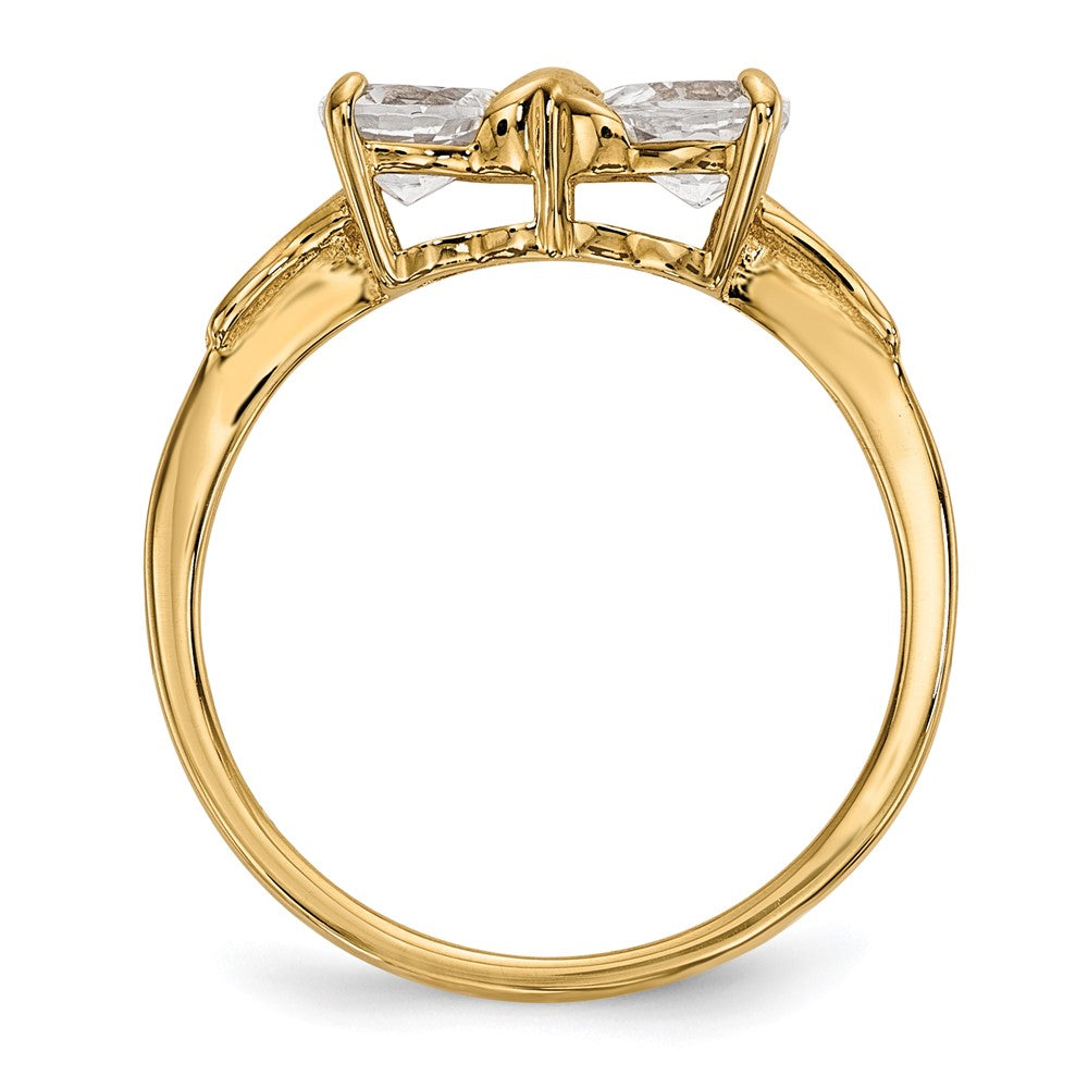14k Polished April/White Topaz Bow Ring