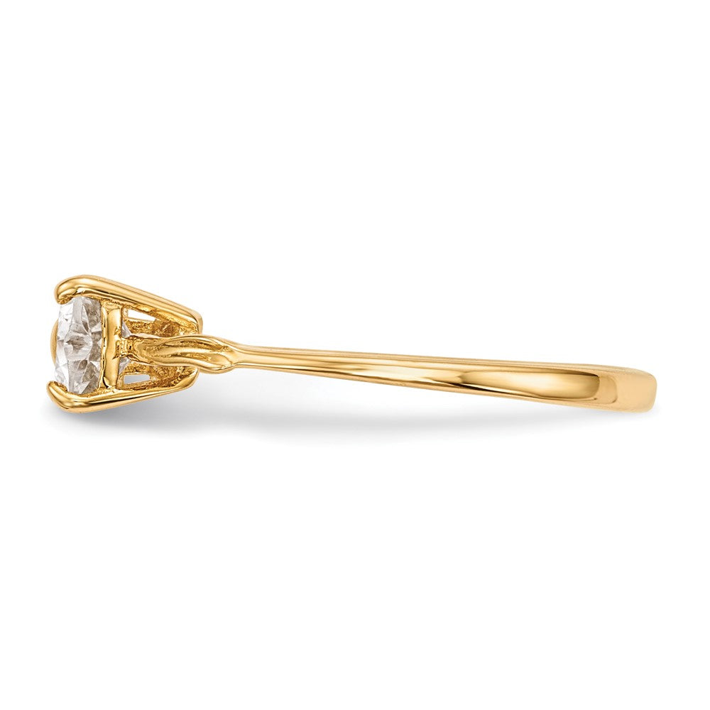 14k Polished April/White Topaz Bow Ring