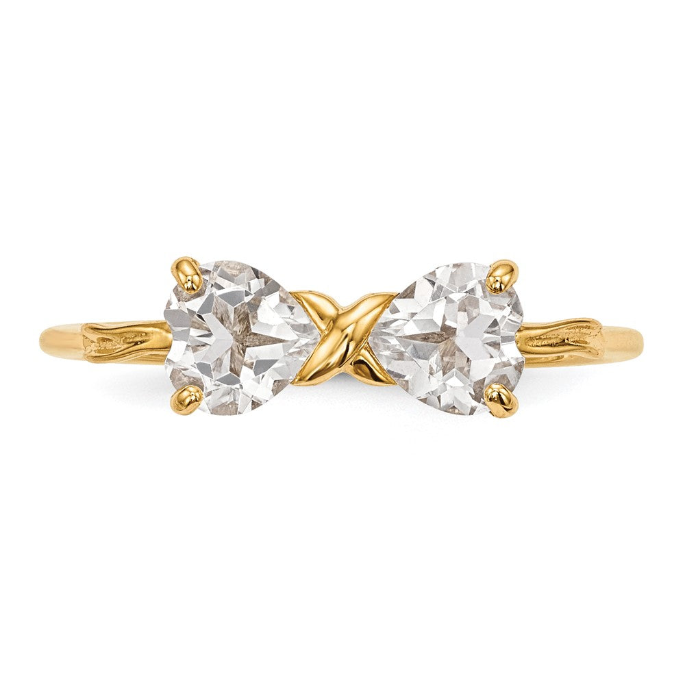 14k Polished April/White Topaz Bow Ring