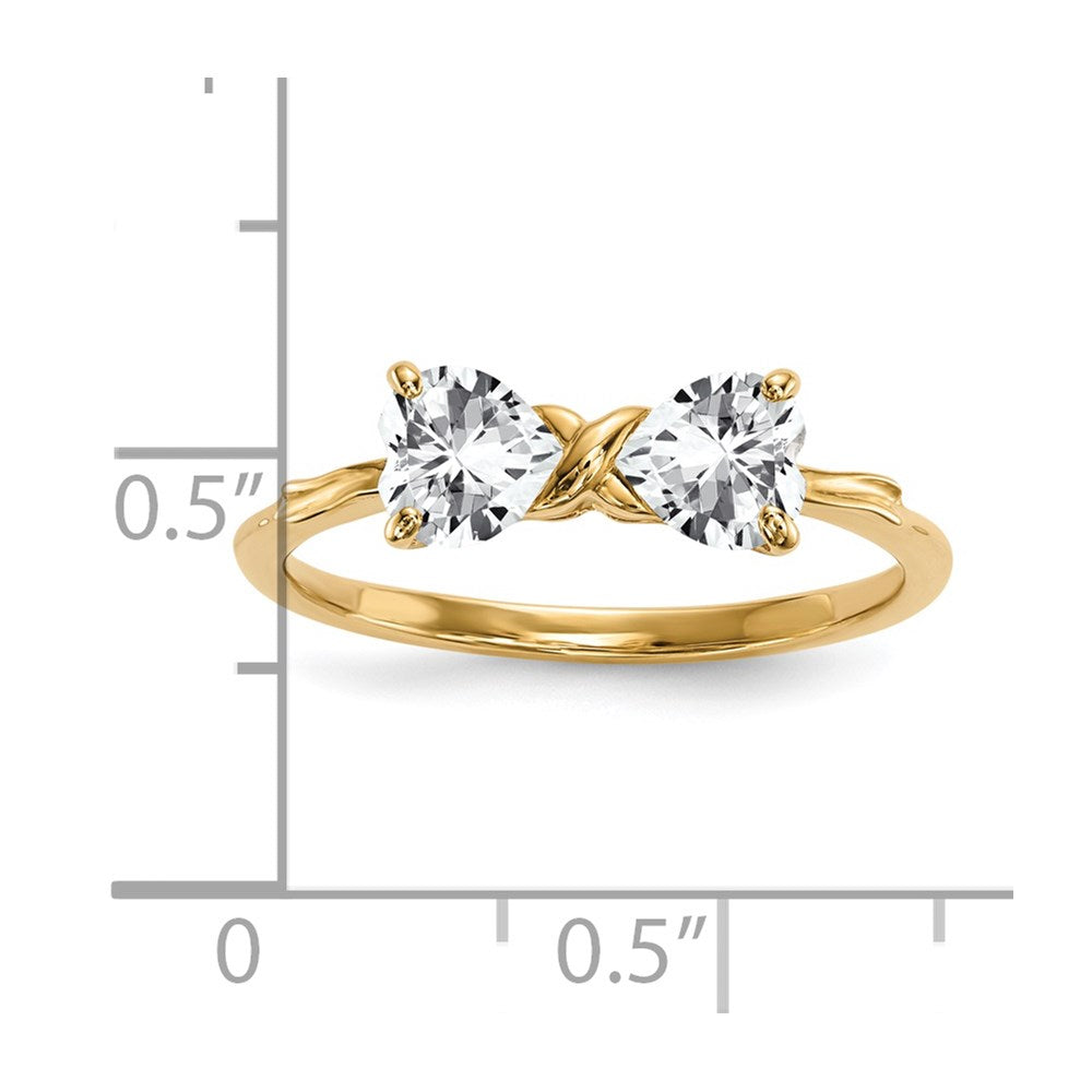 14k Polished April/White Topaz Bow Ring