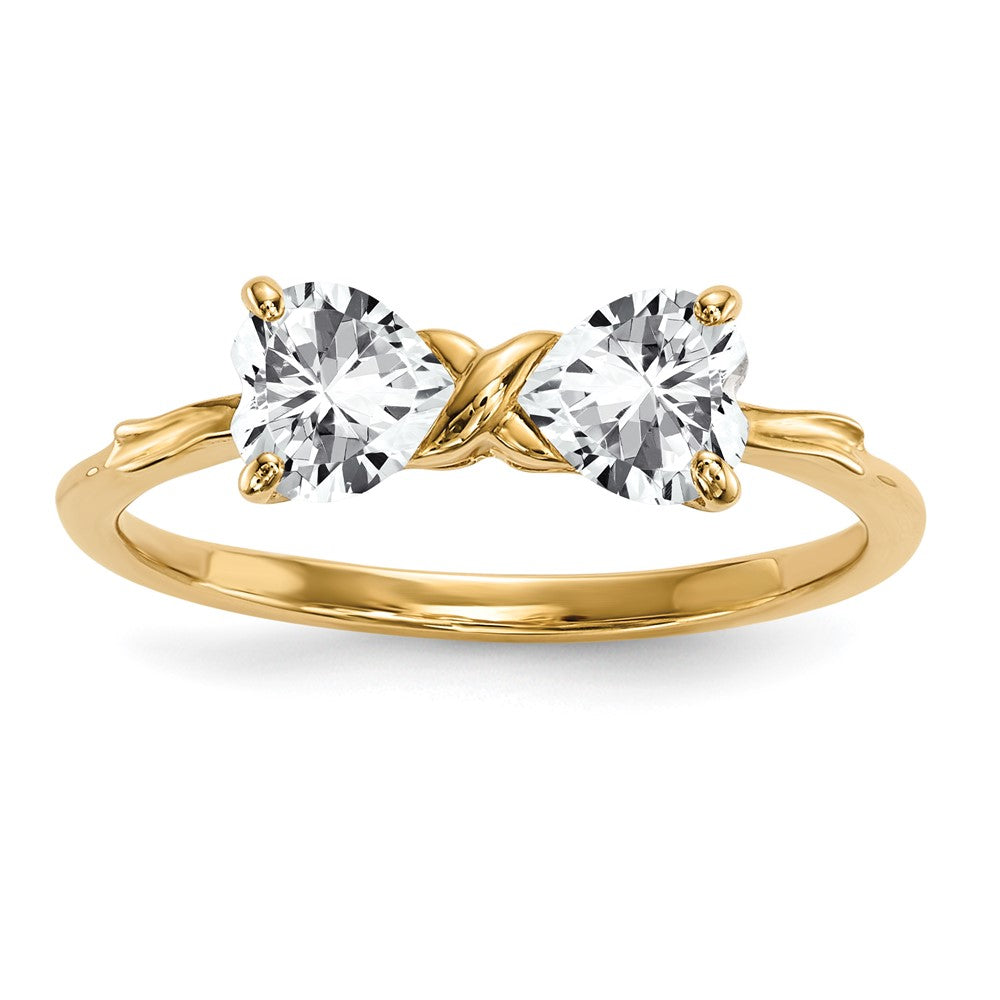 14k Polished April/White Topaz Bow Ring