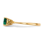 14k Polished May/Lab Created Emerald Bow Ring