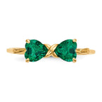 14k Polished May/Lab Created Emerald Bow Ring