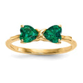 14k Polished May/Lab Created Emerald Bow Ring