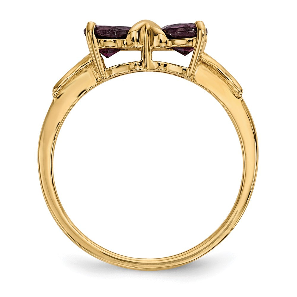 14k Polished June/Rhodolite Garnet Bow Ring