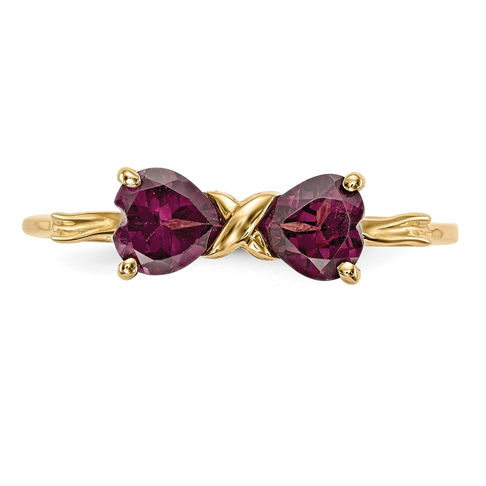 14k Polished June/Rhodolite Garnet Bow Ring