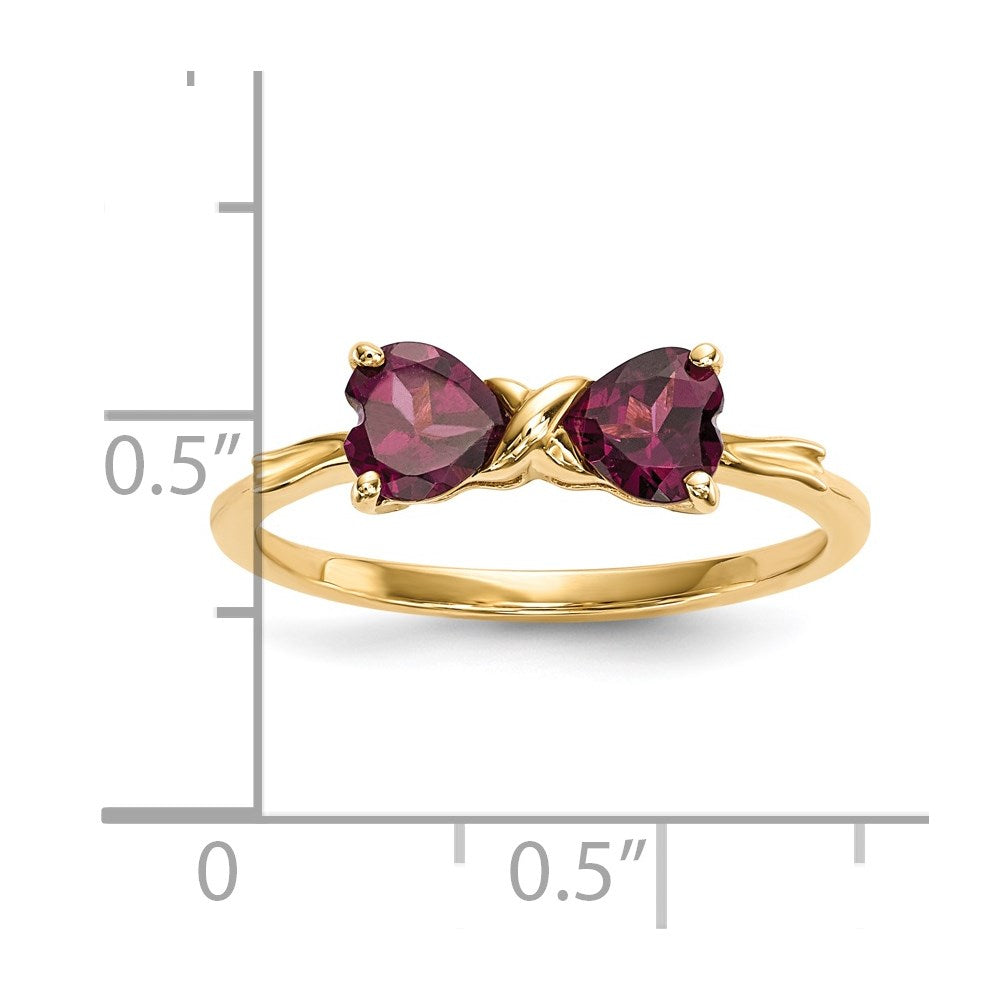 14k Polished June/Rhodolite Garnet Bow Ring