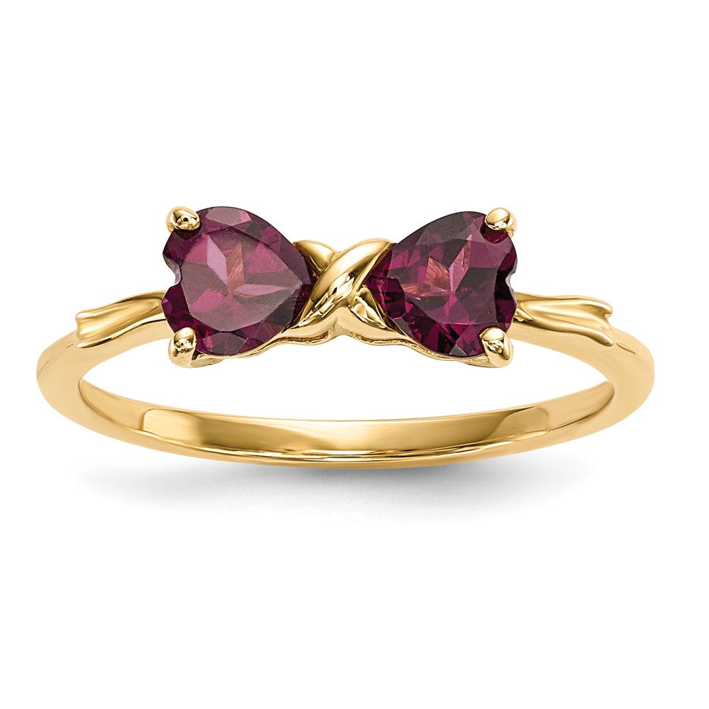 14k Polished June/Rhodolite Garnet Bow Ring
