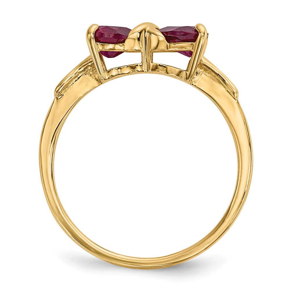 14k Polished July/Lab Created Ruby Bow Ring