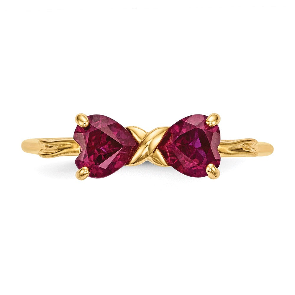 14k Polished July/Lab Created Ruby Bow Ring
