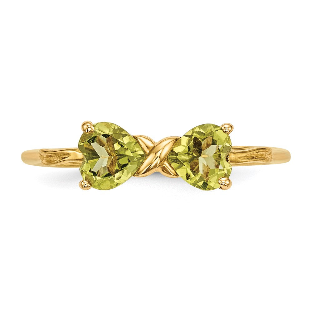 14k Polished August/Peridot Bow Ring