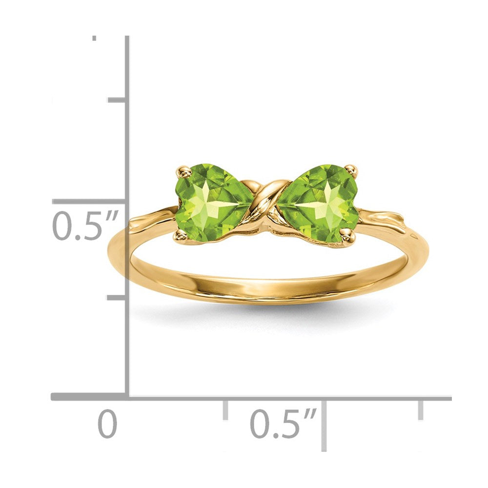 14k Polished August/Peridot Bow Ring