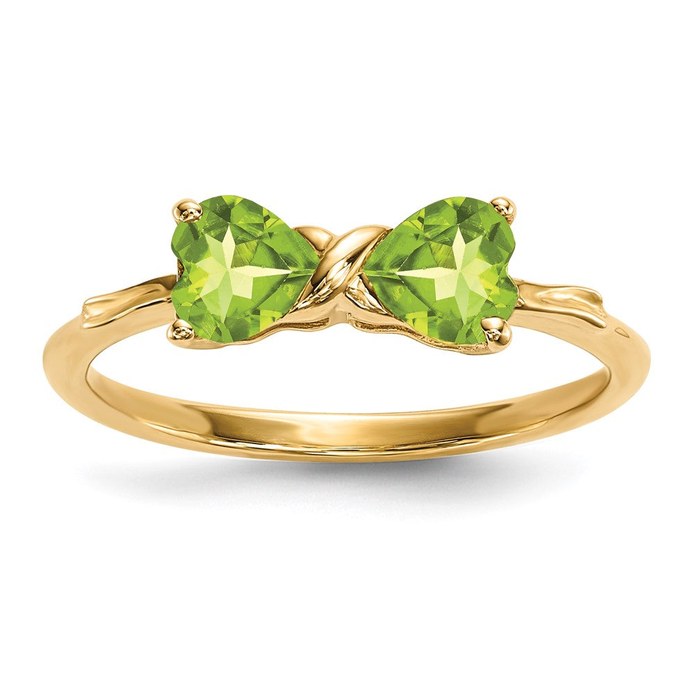 14k Polished August/Peridot Bow Ring