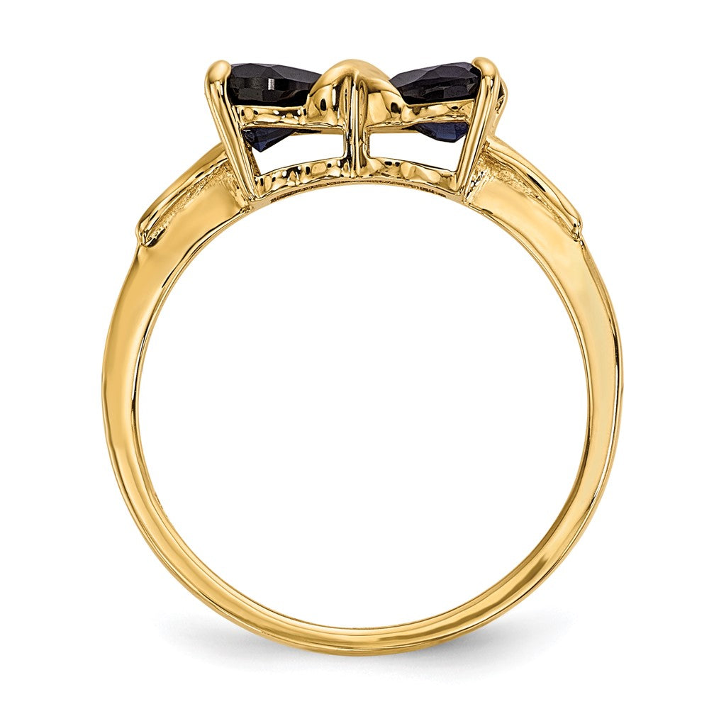 14k Polished September/Lab Created Sapphire Bow Ring