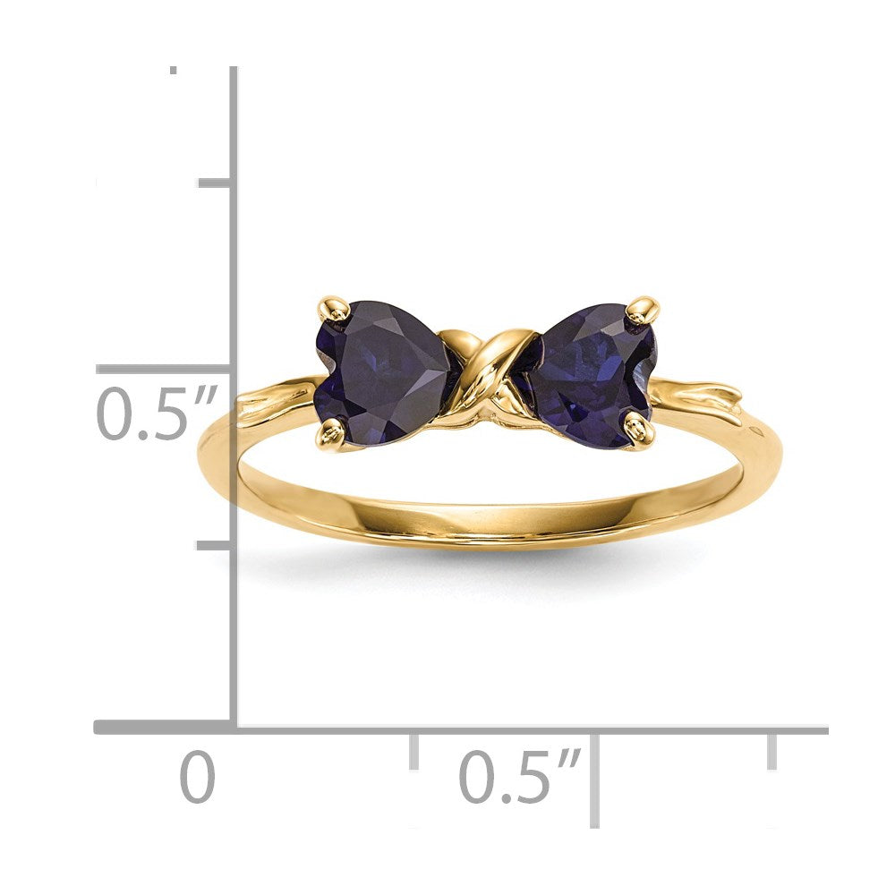 14k Polished September/Lab Created Sapphire Bow Ring