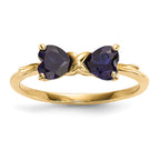 14k Polished September/Lab Created Sapphire Bow Ring