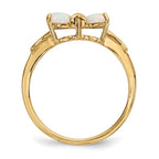 14k Polished October/Lab Created Opal Bow Ring
