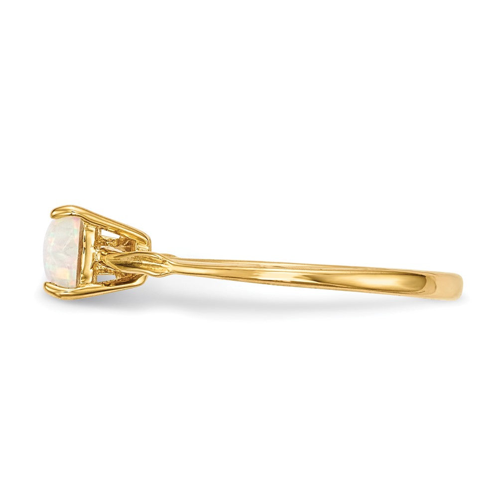 14k Polished October/Lab Created Opal Bow Ring