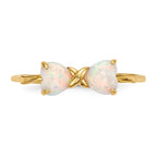 14k Polished October/Lab Created Opal Bow Ring