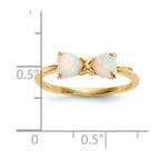 14k Polished October/Lab Created Opal Bow Ring
