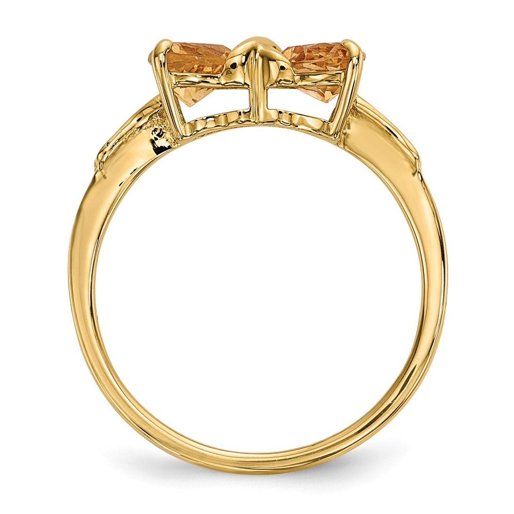 14k Polished November/Citrine Bow Ring
