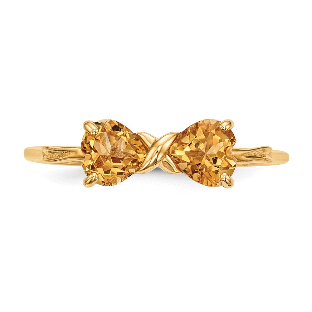 14k Polished November/Citrine Bow Ring
