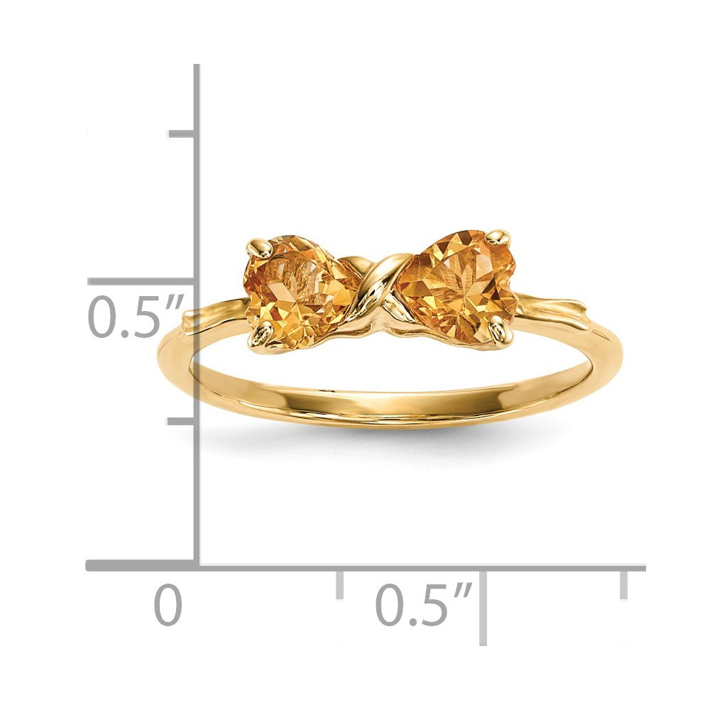 14k Polished November/Citrine Bow Ring