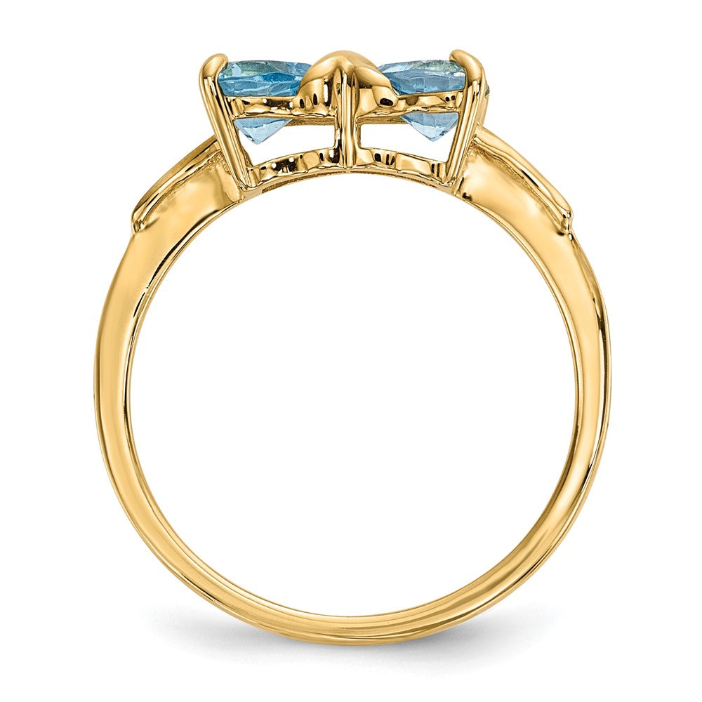 14k Polished December/Light Swiss Blue Topaz Bow Ring