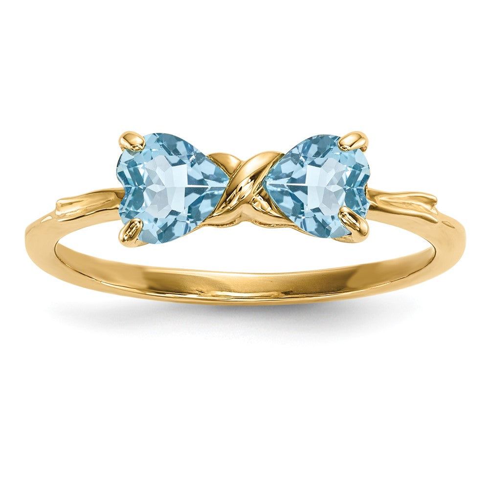 14k Polished December/Light Swiss Blue Topaz Bow Ring