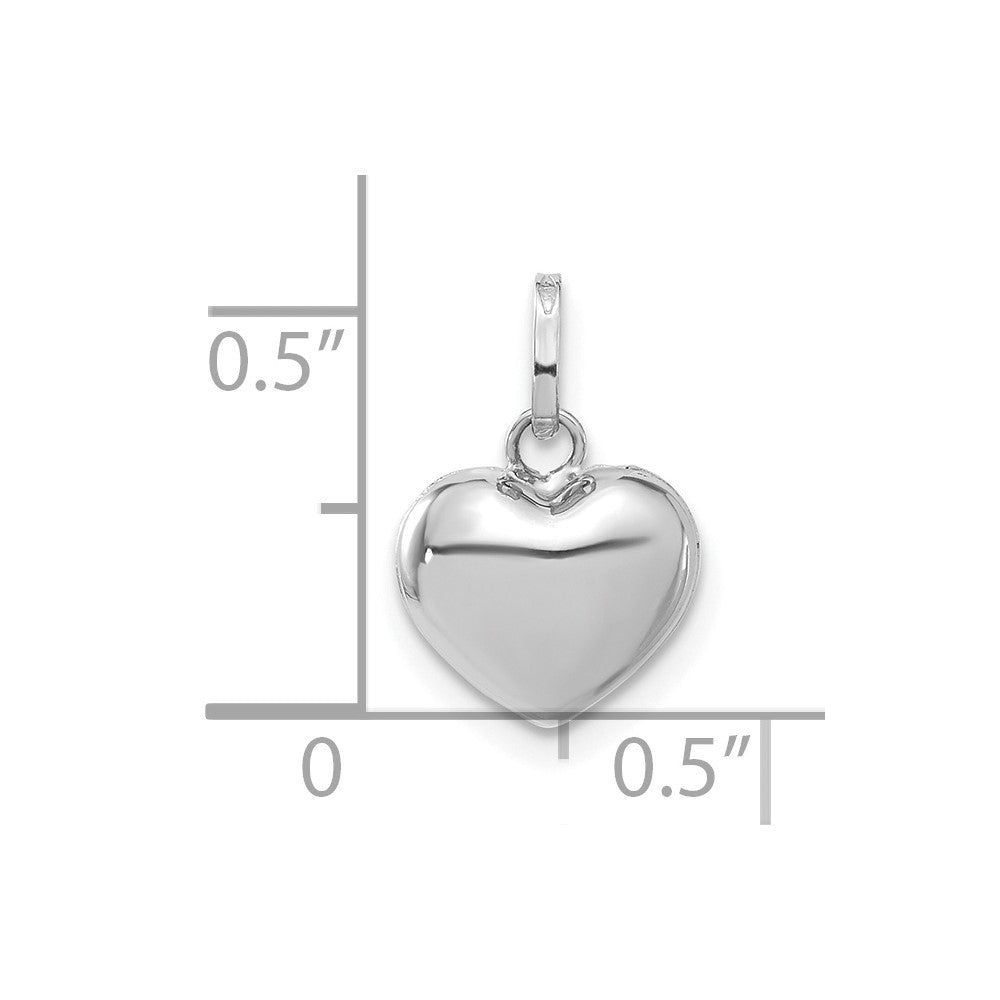 14k White Gold 3-D Puffed Heart Pendant