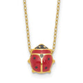 14K Polished Red and Black Enameled Ladybug 17 inch Necklace Plus 1 inch Extender