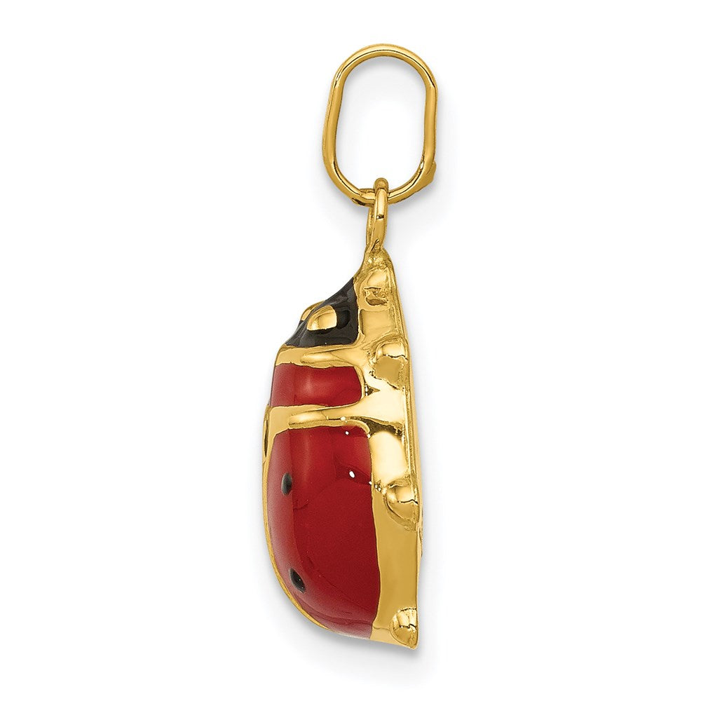 14k Red and Black Enameled Ladybug Charm