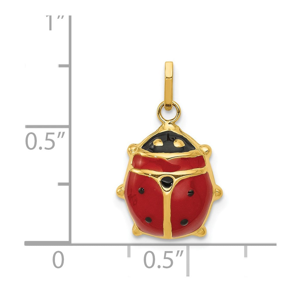 14k Red and Black Enameled Ladybug Charm