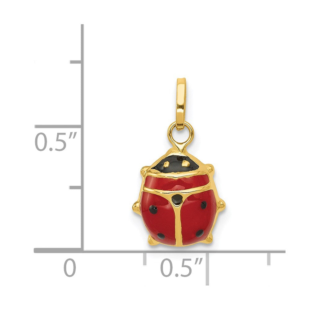 14k Red and Black Enameled Ladybug Charm