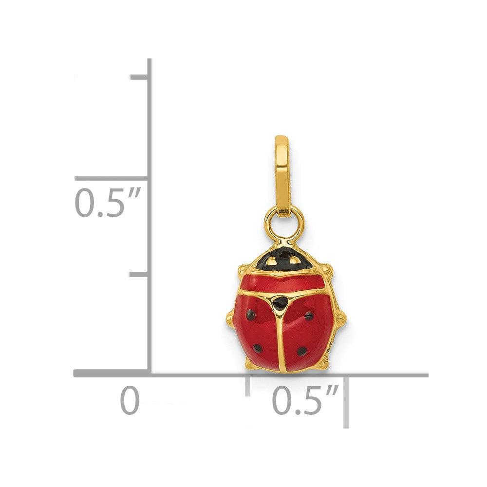 14k Red and Black Enameled Ladybug Charm