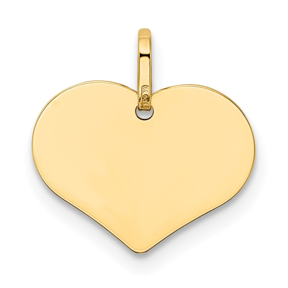 14K Polished Engravable 14mm Heart Disc Pendant
