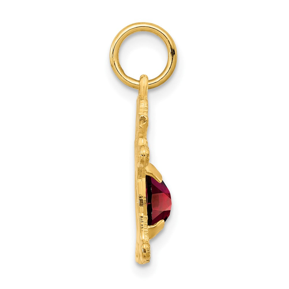 14K Girl Charm 6x4 Oval Genuine Garnet-January