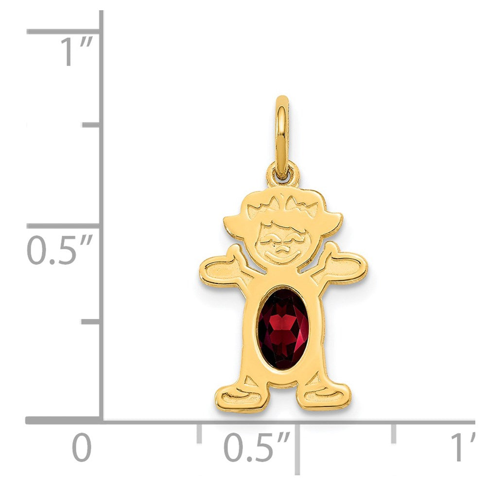 14K Girl Charm 6x4 Oval Genuine Garnet-January