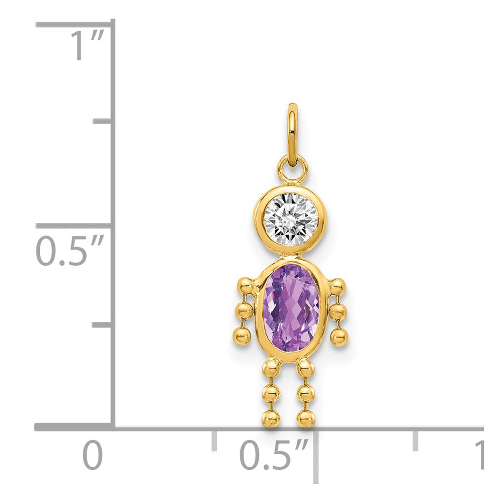 14k February Boy Synthetic Birthstone Charm