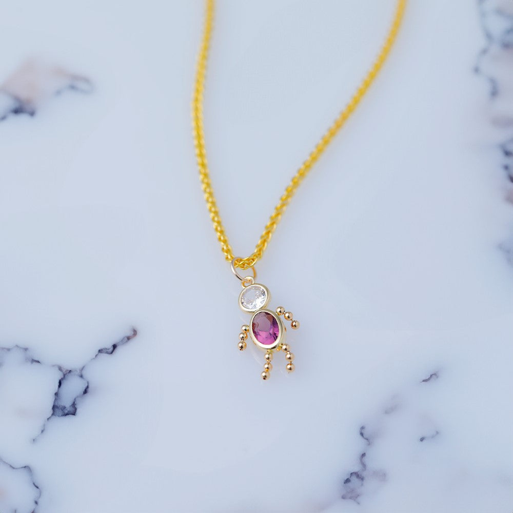 14k February Boy Synthetic Birthstone Charm