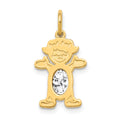 14K Girl Charm 6x4 Oval Genuine White Topaz-April